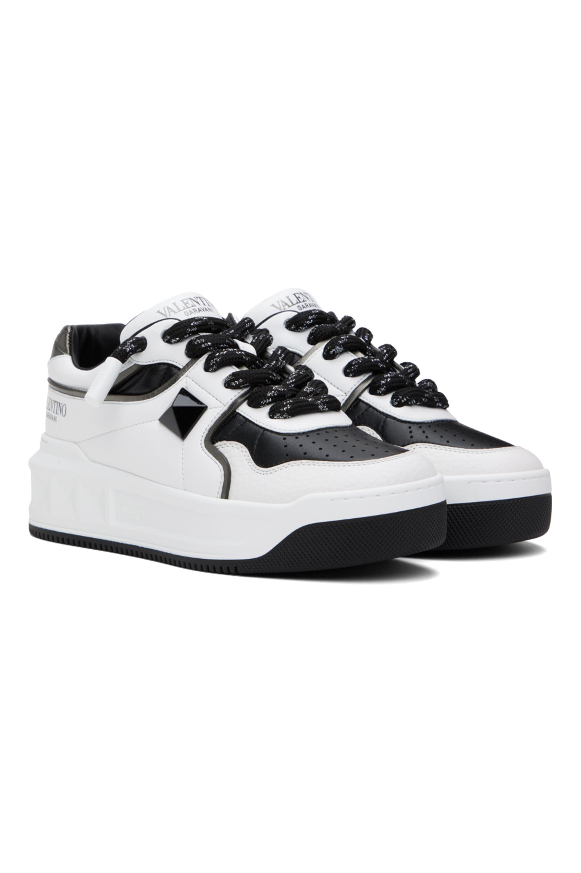 VALENTINO GARAVANI
White &amp; Black One Stud XL Low-Top Sneakers