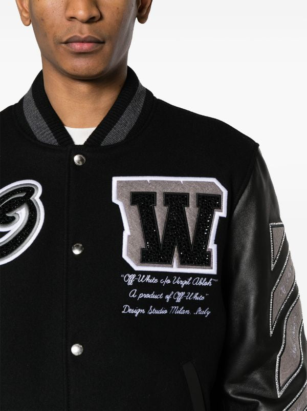 Off-White
crystal-embellished varsity jacket