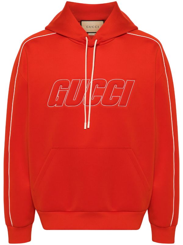 Gucci
logo-embossed pipped-trim hoodie