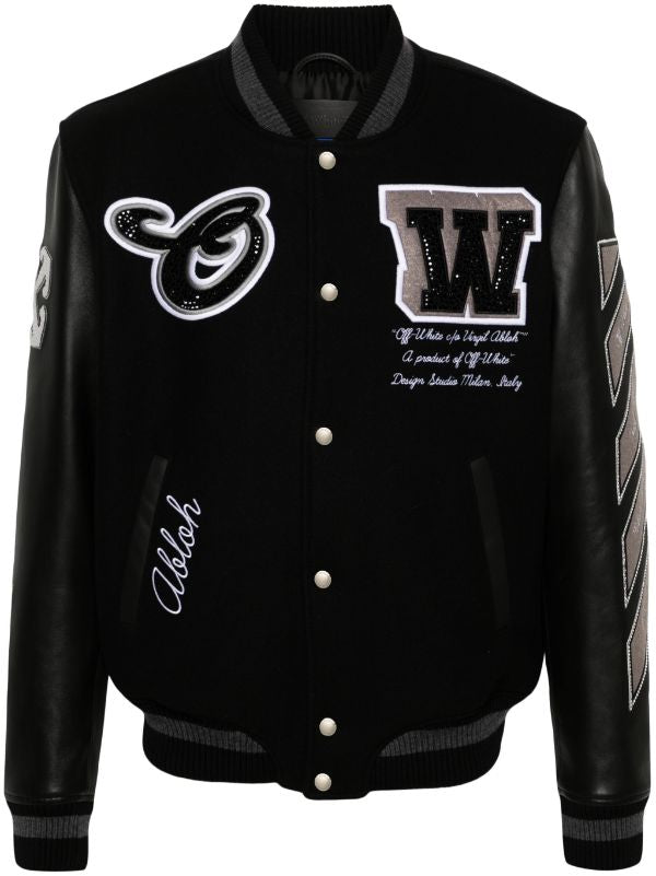 Off-White
crystal-embellished varsity jacket