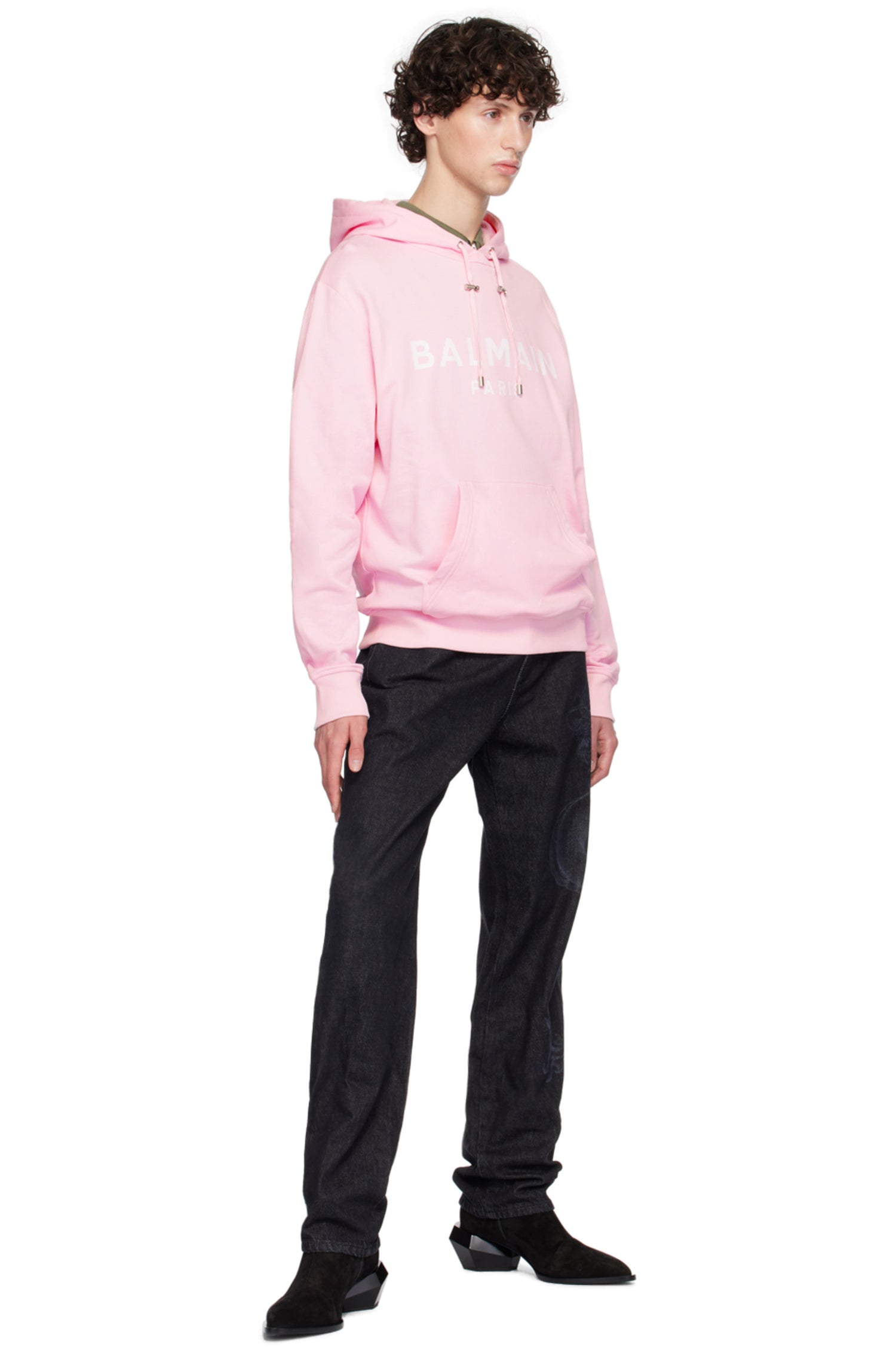 BALMAIN
Pink Printed Logo Hoodie