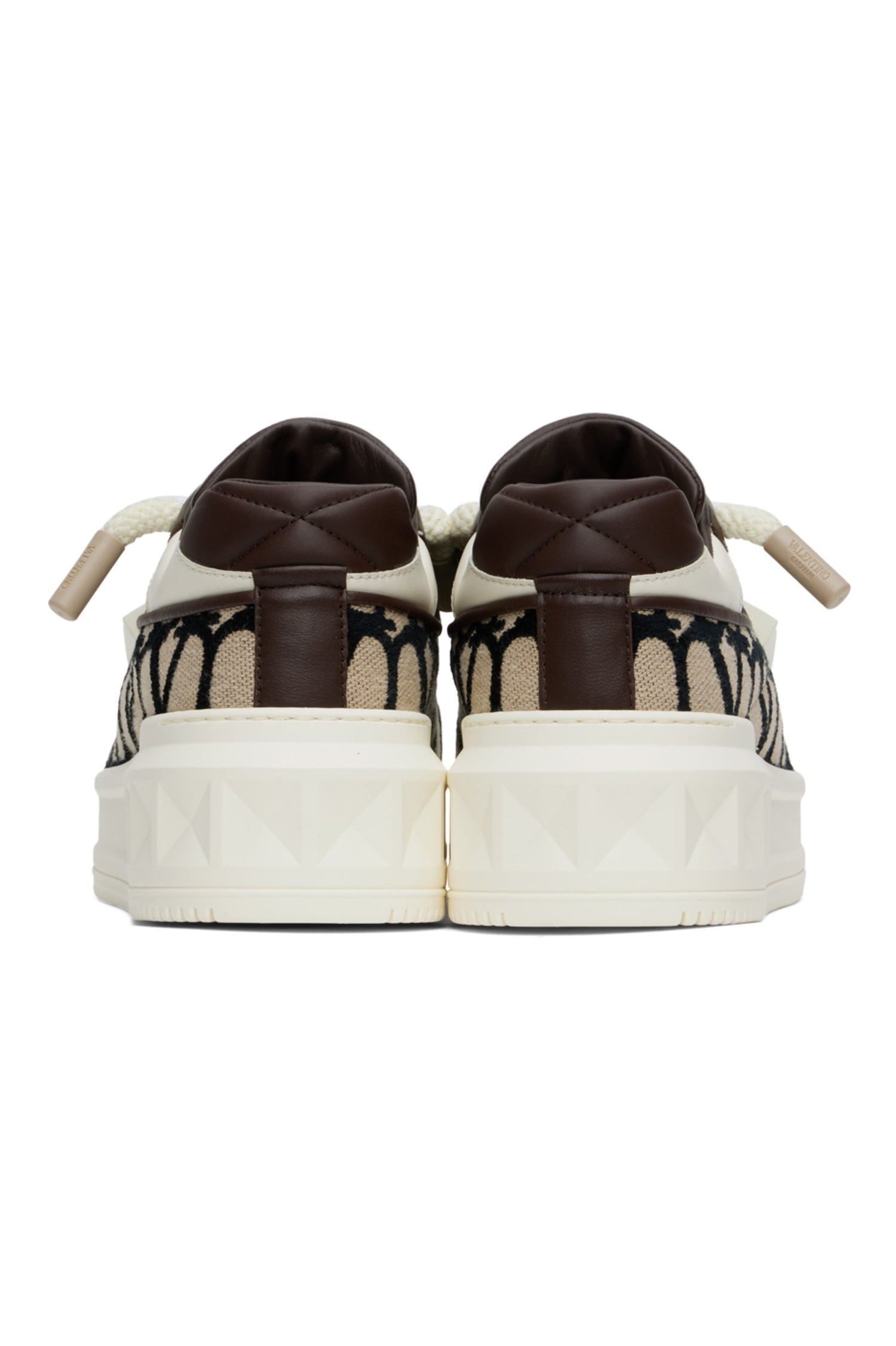 VALENTINO GARAVANI
Beige &amp; Brown One Stud XL Low-Top