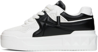 VALENTINO GARAVANI
White &amp; Black Low-Top One Stud XL Sneakers