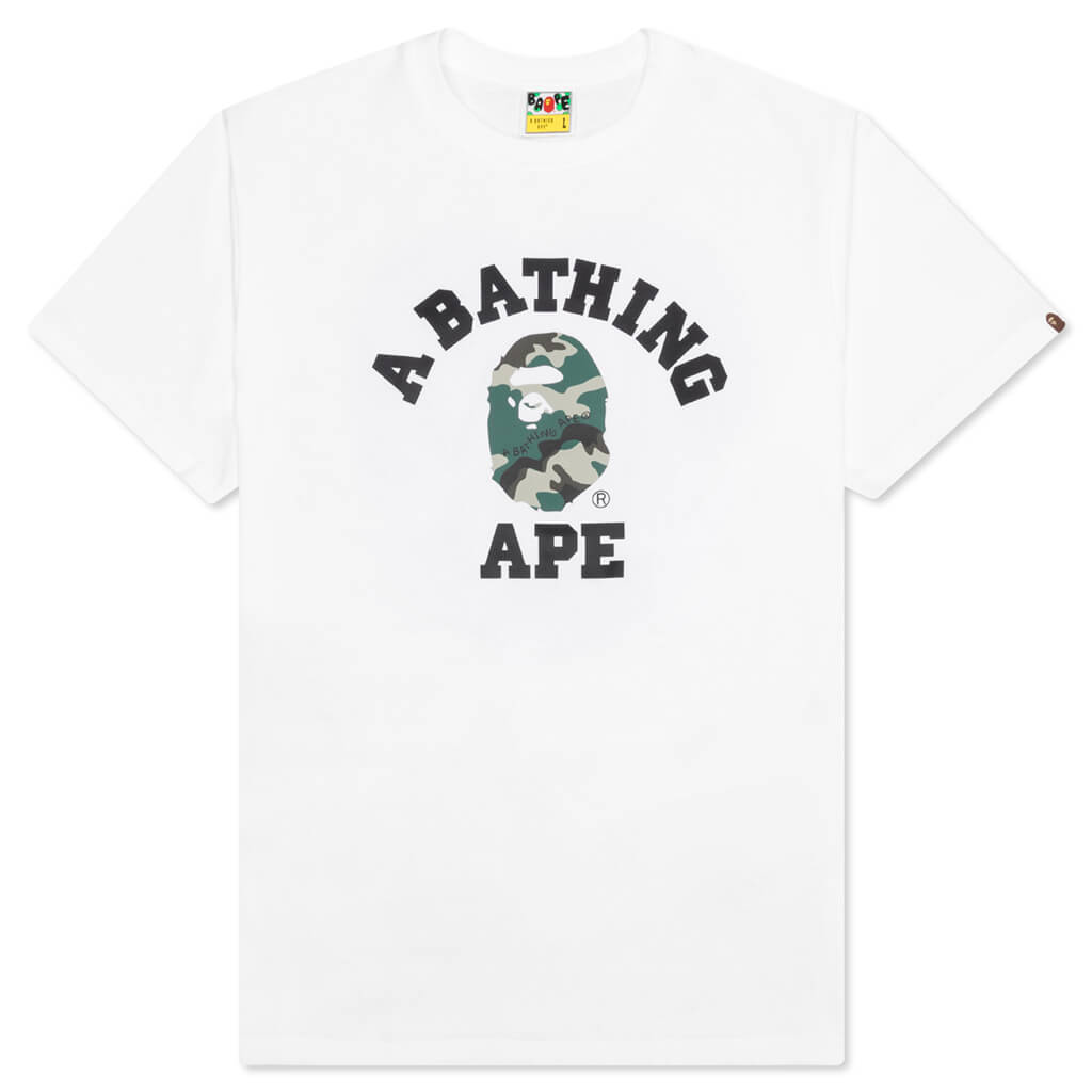 Woodland Camo College Tee  - White