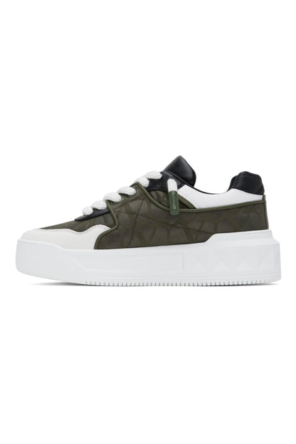 VALENTINO GARAVANI
White &amp; Khaki One Stud XL Low-Top Sneakers