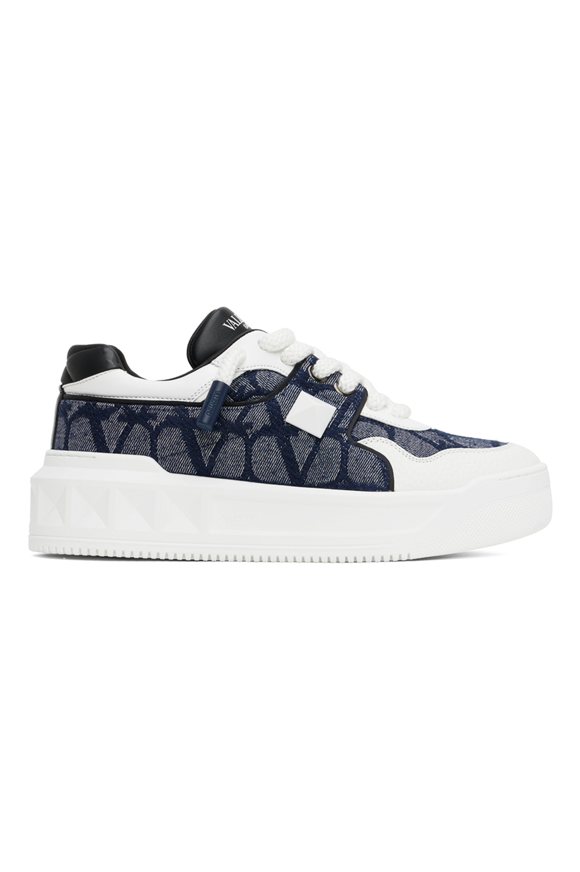 VALENTINO GARAVANI
Navy &amp; White One Stud XL Low-Top Sneakers