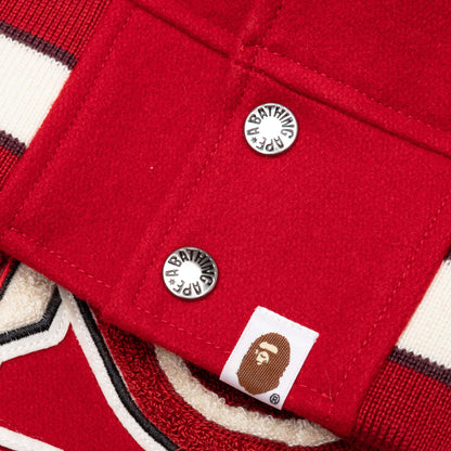 Bape Multi Motif Varsity Jacket - Red