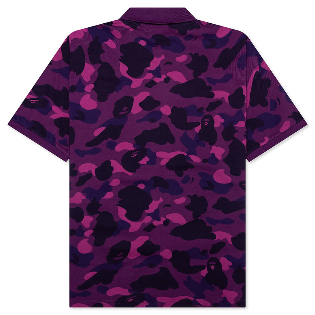 Color Camo Large Ape Head Relaxed Fit Polo Shirt - Purple