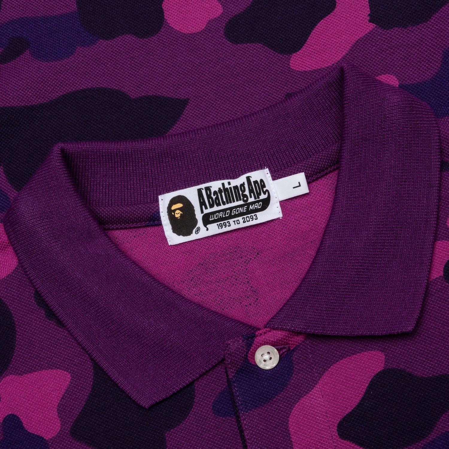 Color Camo Large Ape Head Relaxed Fit Polo Shirt - Purple