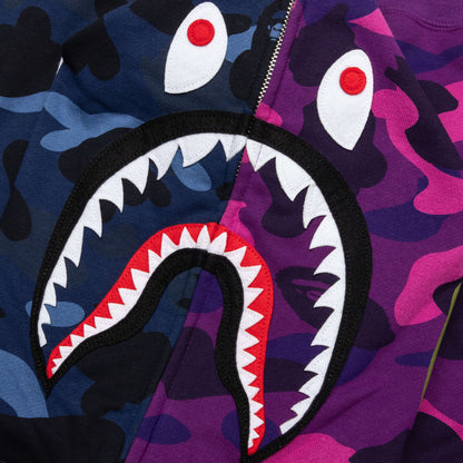 Color Camo Separate Shark Full Zip Hoodie - Multi