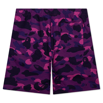 Color Camo Shark Sweat Shorts - Purple