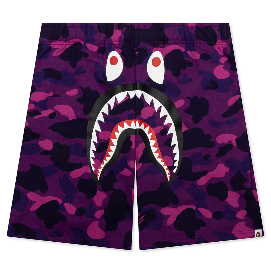 Color Camo Shark Sweat Shorts - Purple