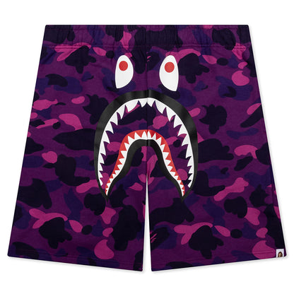 Color Camo Shark Sweat Shorts - Purple