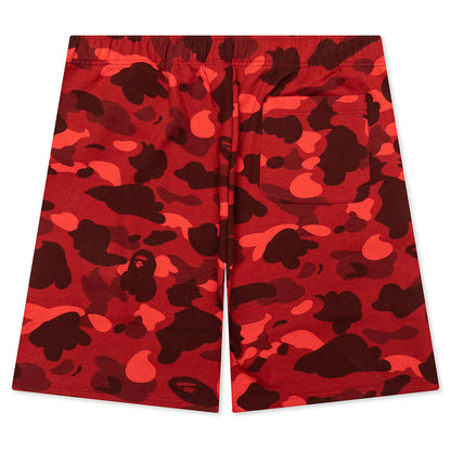 Color Camo Shark Sweat Shorts - Red