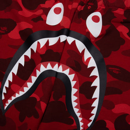 Color Camo Shark Sweat Shorts - Red