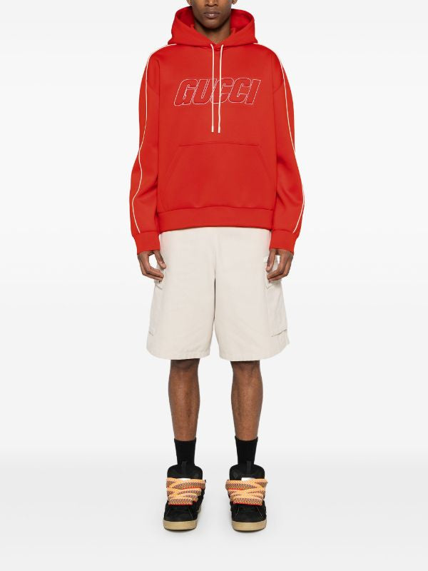 Gucci
logo-embossed pipped-trim hoodie