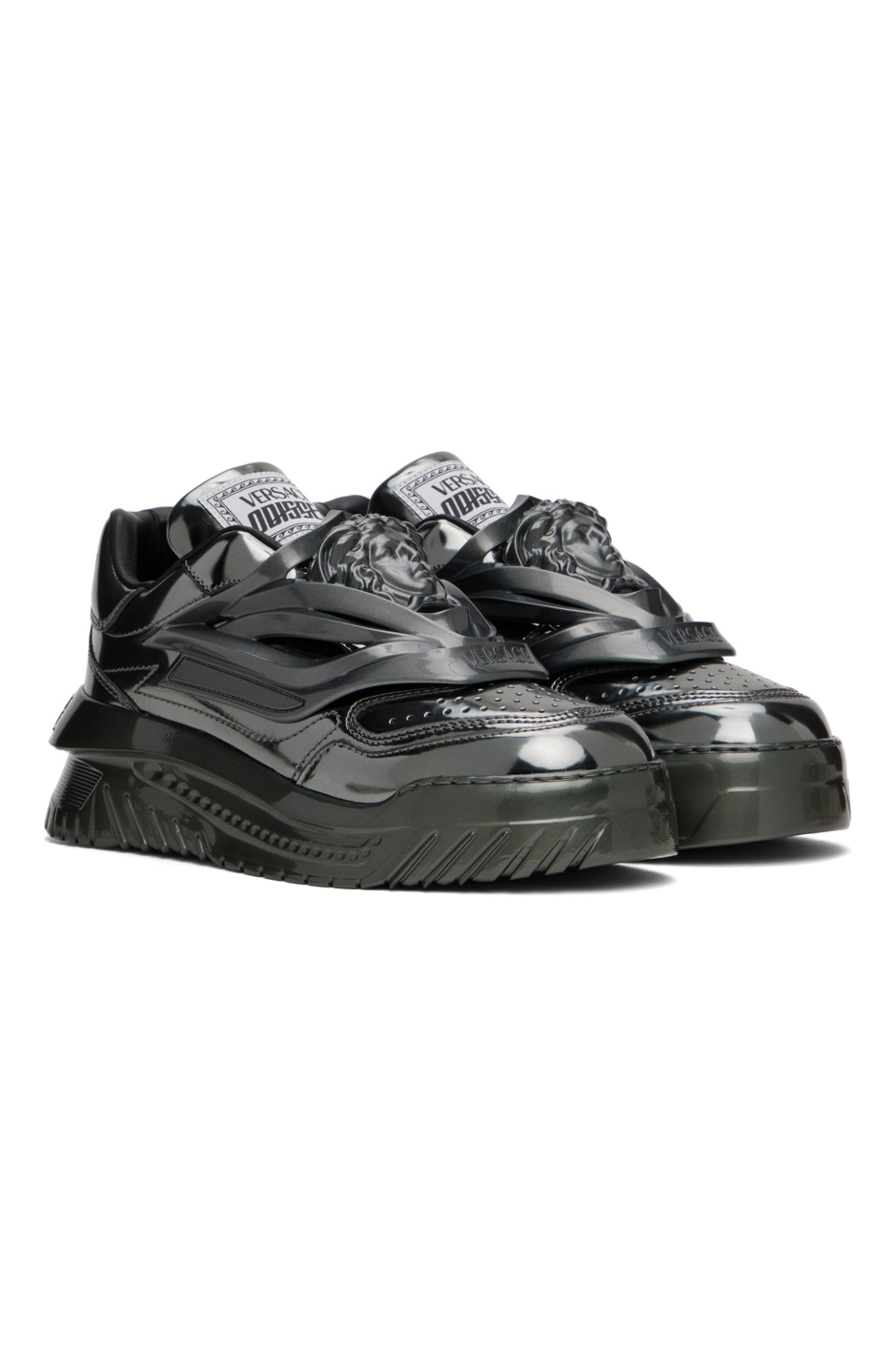 VERSACE
Gunmetal Odissea Sneakers