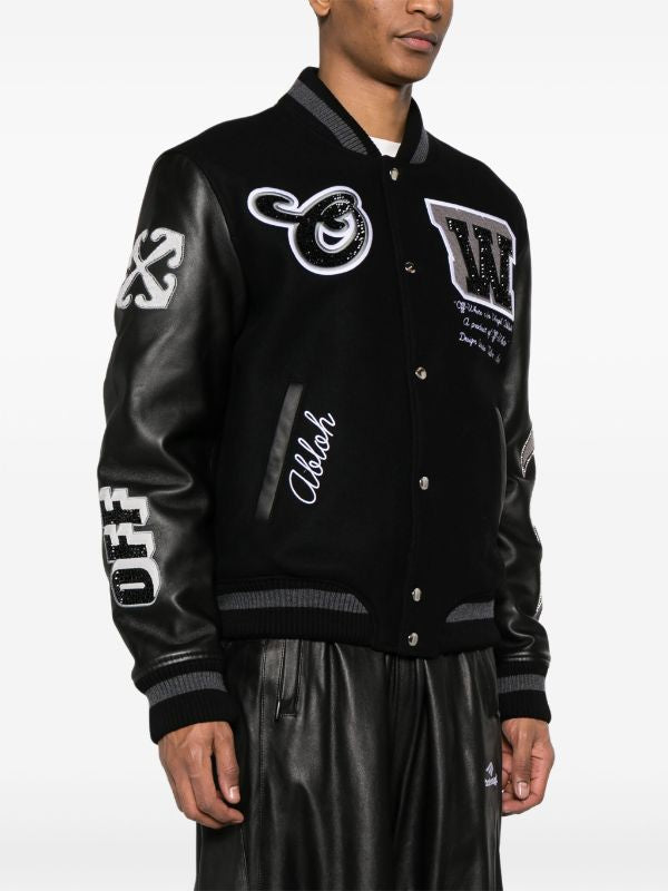 Off-White
crystal-embellished varsity jacket