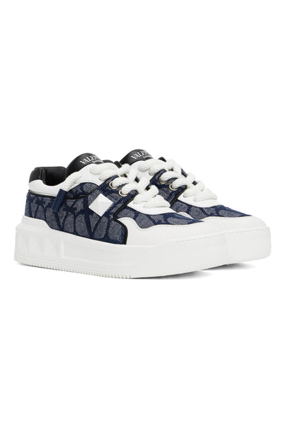 VALENTINO GARAVANI
Navy &amp; White One Stud XL Low-Top Sneakers