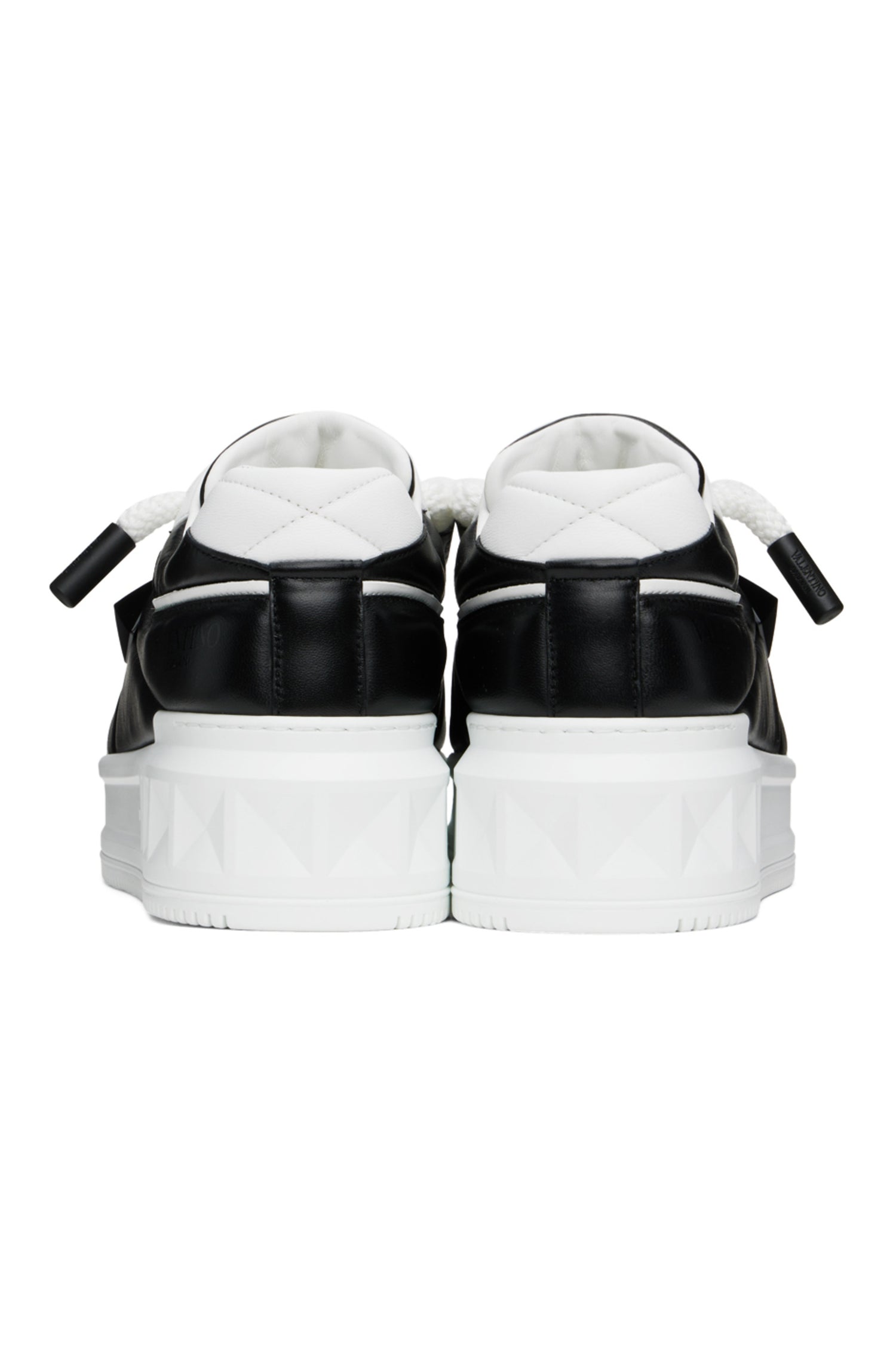 VALENTINO GARAVANI
White &amp; Black Low-Top One Stud XL Sneakers