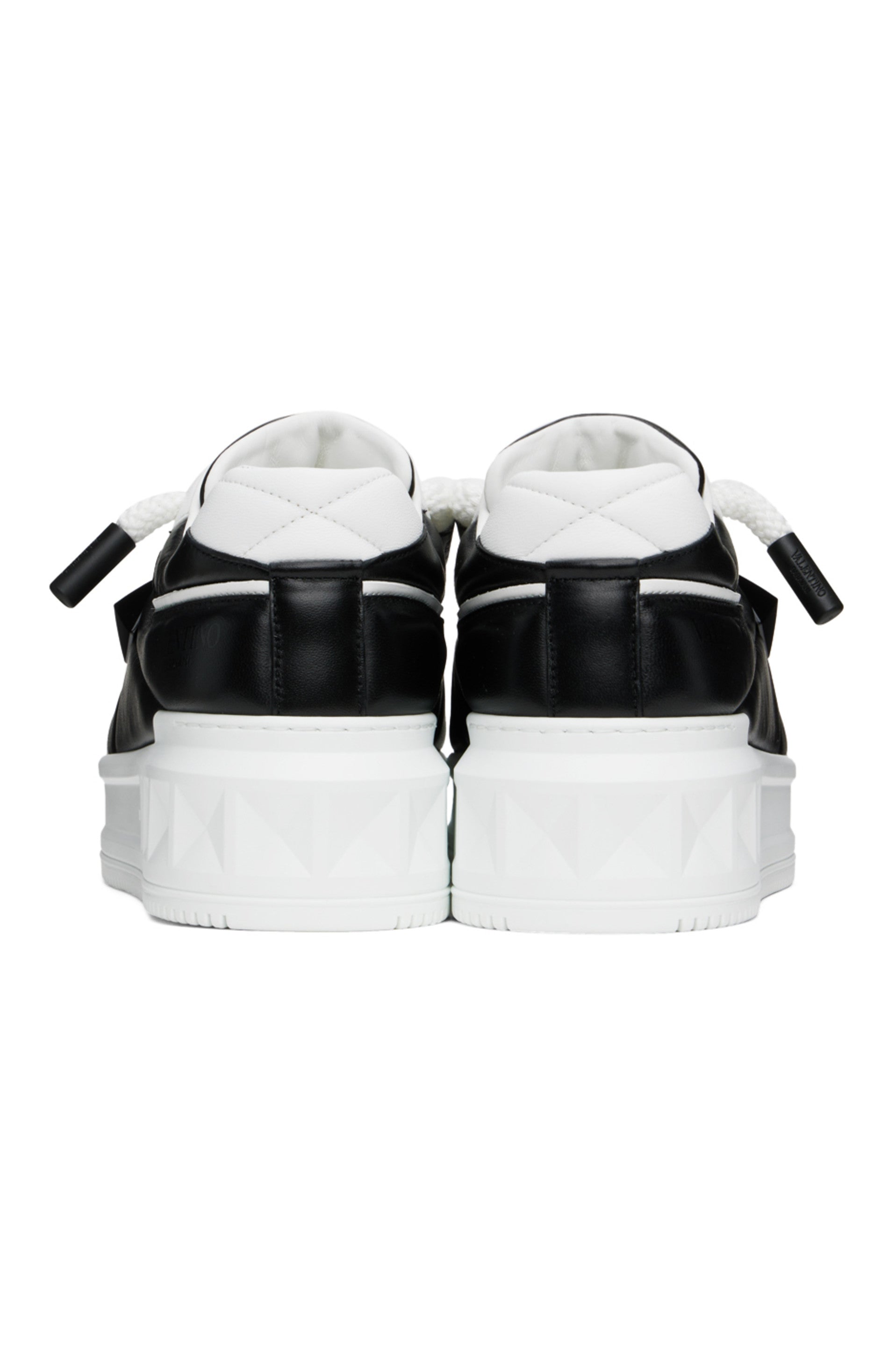 VALENTINO GARAVANI
White &amp; Black Low-Top One Stud XL Sneakers