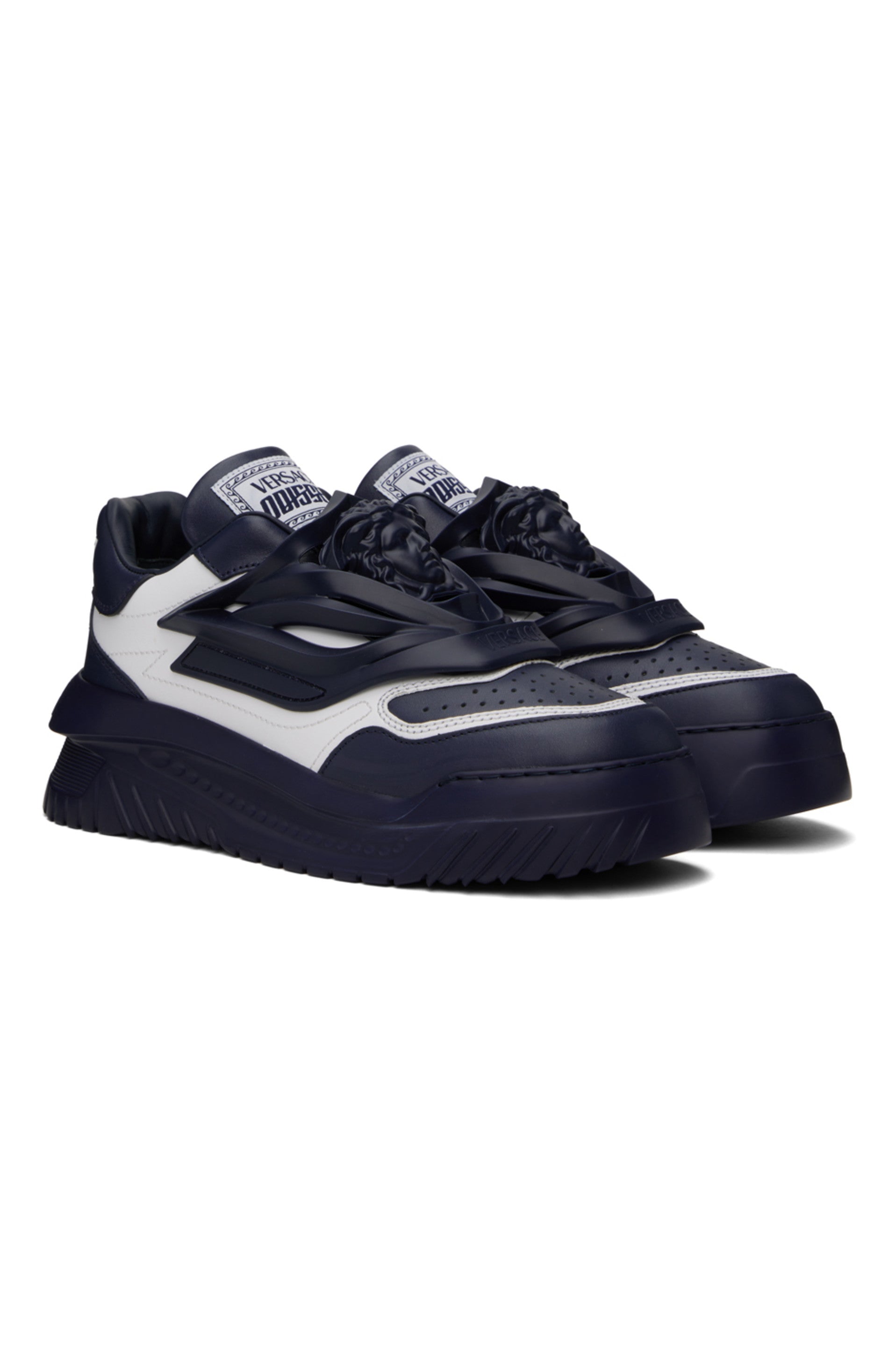 VERSACE
Navy &amp; White Odissea Sneakers