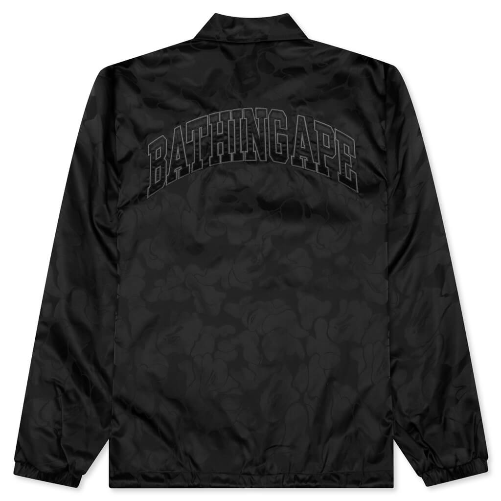 Tonal Solid Camo Coach Jacket - Black